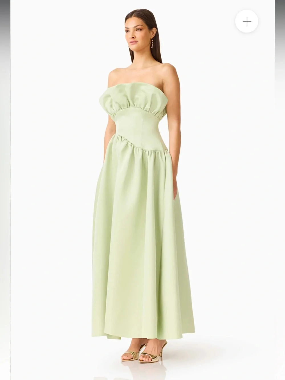 elliatt laurel green satin ruffle bust boned strapless maxi gown dress XL NEW - Picture 4 of 15